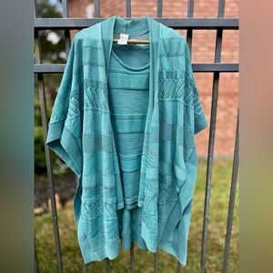 Teal Knit Open Cardigan and tank set
